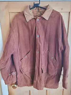 Buy Springfield Mens Brown Jumbo Cord Jacket Coat Leather Collar Button Up Medium V • 16.99£