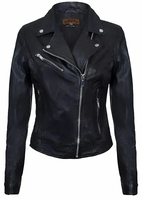 Buy Ladies Leather Jacket Classic Biker Style Black Real Leather Womens Jacket • 76.49£