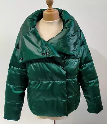 Buy DKNY Jeans Emerald Green Wrap Front Puffer Jacket Size Large • 18£