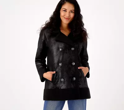 Buy NEW Candace Cameron Bure Women's Jacket Sz M Sherpa Lined Faux Suede BLACK • 38.42£