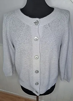 Buy The White Company White Label Grey  Button Up Alpaca Knit Cardigan Women Size 14 • 35£