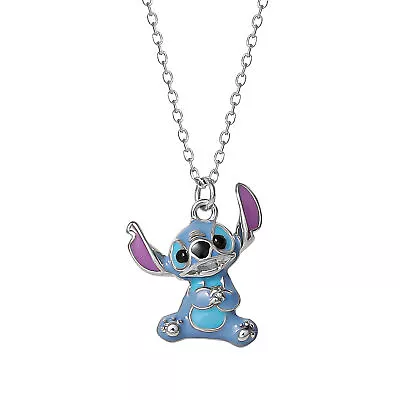 Buy Disney Lilo And Stitch 3D Sterling Silver Enamel Pendant Necklace, 18'' - Blue • 56.69£