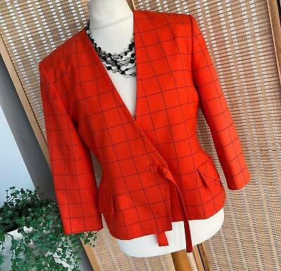 Buy Vintage Austin Reed Ladies Jacket 100% Wool Sz 12 UK Red Check • 11.99£