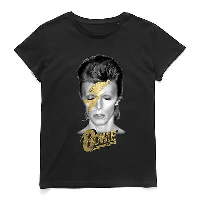 Buy Official David Bowie Aladdin Sane On Black Women's T-Shirt • 10.79£