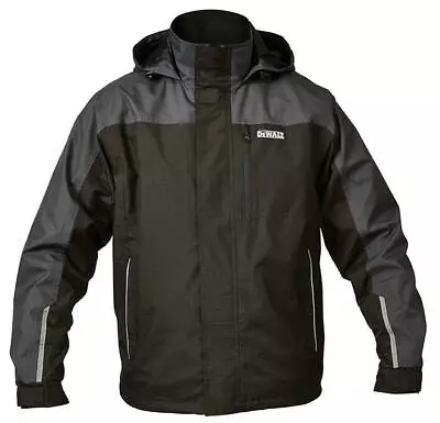 Buy DeWALT STORM Mens Black Grey Waterproof Lightweight Hooded Rip-stop Coat Jacket • 44.85£