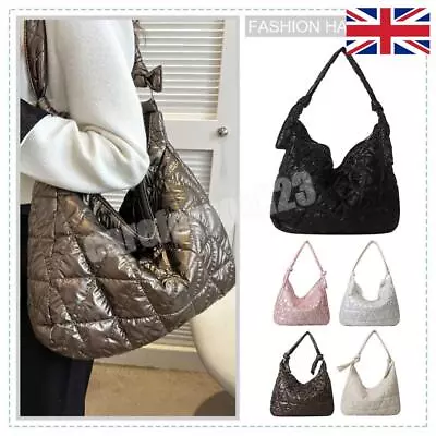 Buy Women All-Match Bag Stylish Quilted Puffer Tote Bag Fashion For Daily Office Use • 10.19£