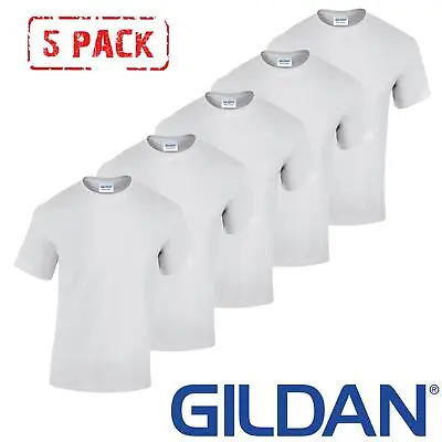 Buy 5 PACK Gildan Mens T-Shirt Heavy Cotton Plain Short Sleeve Tee Top Multi Colors • 16.50£