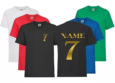 Buy Personalised Printed Football Style T-Shirt Boys Girls Children's Tee Top Gold P • 7.99£