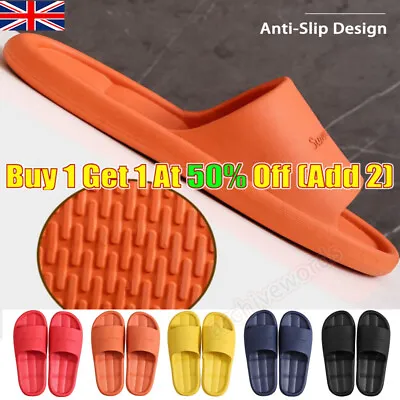 Buy Womens Mens Slippers For Bath Shower Non-Slip Bathroom Soft  Sandals Home Shoes- • 5.79£