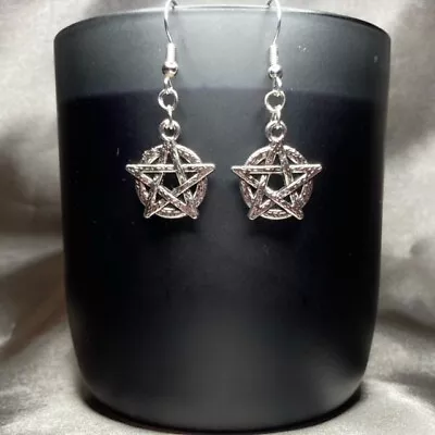 Buy Handmade Silver Pentagram Earrings Gothic Gift Jewellery Fashion Accessory • 4.50£