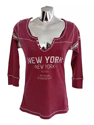 Buy Top Of The Rock NYC Rockefeller Centre Women's 3/4 Sleeve Jersey Top Size Small • 9.99£