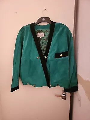 Buy Green Vera Pelle Leather Jacket Size 46  • 27£