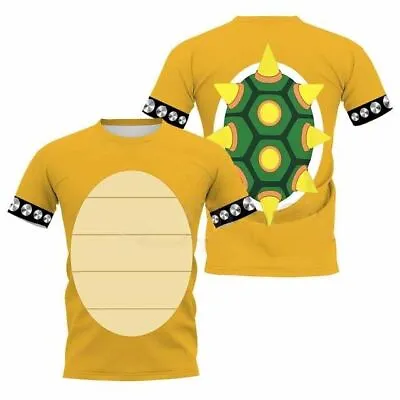 Buy Adult Kids Mario Bro Bowser Cosplay Unisex T-Shirt 3D Short Sleeve Tee Tops Gift • 9.99£