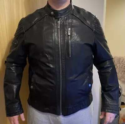 Buy Men's Man River Island Black 100% Leather Jacket Size XXL 2XL Eur 6 Rock Metal • 80£