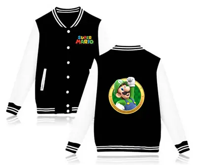 Buy Super Mario Bro Baseball Jacket Fleece Sweatshirts Men Women Sportwear Hoodie • 29.30£