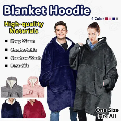 Buy Fleece Hoodie Blanket Oversized Ultra Plush Sherpa Giant Big Hooded Sweatshirt • 11.79£