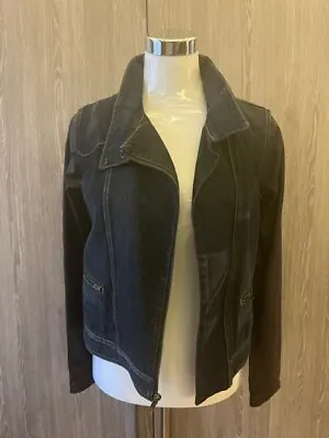Buy Rag & Bone Indigo Denim Jacket W Black Leather Sleeves Size XS UK Size 6-8, NWOT • 55£
