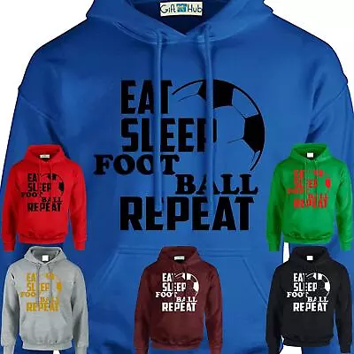 Buy Eat Sleep Football Repeat Mens Kids Hoodie Footy Hooded Top Xmas Halloween Gift • 16.99£