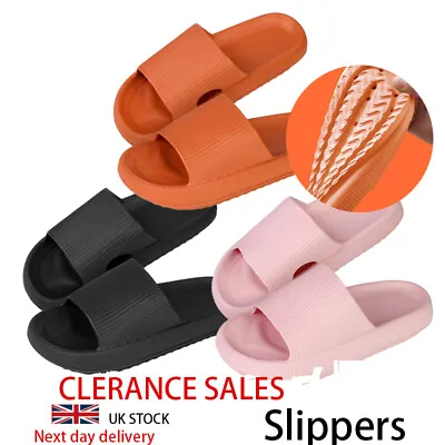 Buy Women Men PILLOW SLIDES Extra Soft Slippers Anti-Slip Indoor Outdoor Shoes Size- • 5.31£
