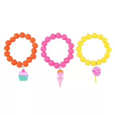 Buy  3 Pcs Pvc Macaron Children's Hand Kid Bead Bracelet Beads For • 6.98£