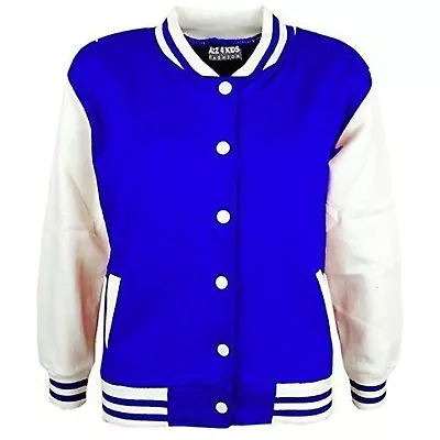 Buy Kids Boys Girls Baseball Jacket Varsity Plain Style School Jacket Top 2-13 Years • 11.99£