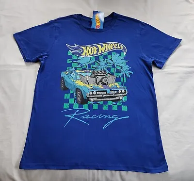 Buy Hot Wheels Racing Mens Blue Car Printed Short Sleeve T Shirt Size L New • 12.64£