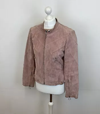 Buy Aldo Pink Leather Biker Jacket Sz Large Ladies • 13.99£