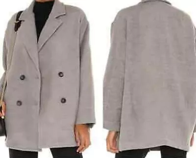 Buy Free People Pea Coat Jacket Women Medium Gray Oversized Slouchy Double-Breasted • 40.44£