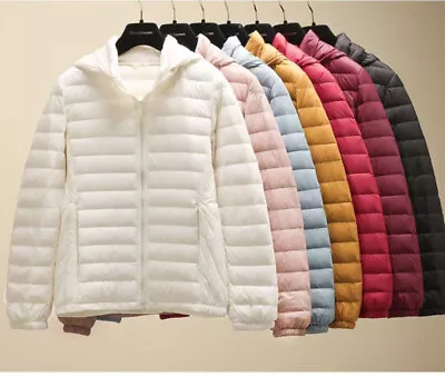 Buy Women's Duck Down Coat Ultralight Short Ladies Puffer Jacket Removable Hood Coat • 29.99£