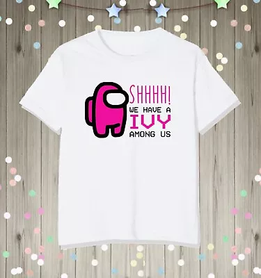 Buy Personalised Among Us Girls Gamer Gift T Shirt Pink Impostor Print Sshhh Gaming • 8.49£