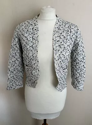 Buy FAB Chelsea Girl River Island Cream Blue Green Floral Quilted Jacket Size 6 VGC • 12.99£