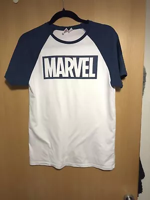 Buy Marvel Logo T-Shirt Blue And White Size S • 4£
