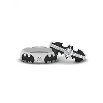 Buy Superhero Love Fantasy Simulated Bridal Set Unisex Batman His & Her Ring • 95.48£