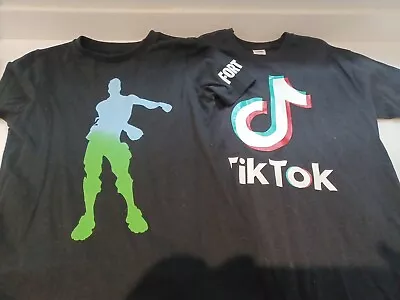 Buy Boys Tik Tok And Fortnite T Shirts Age 10-12 Vgc • 10£
