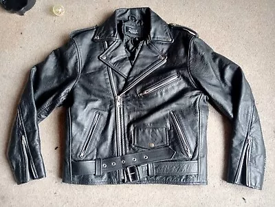 Buy Black Genuine Real Leather Ladies Biker Jacket Size 10 Uk Never Worn • 50£