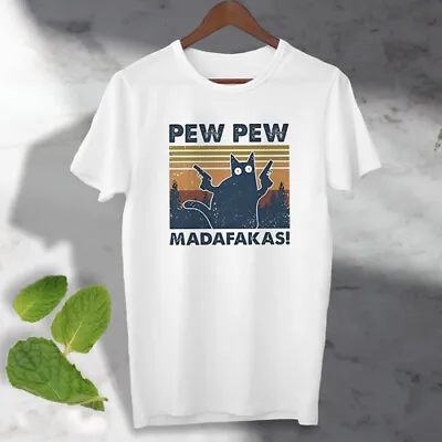 Buy Pew Pew Madafakas  T-Shirt  Cat Funny  Vintage Look TEE Top  Ideal Gift Tee • 7.99£