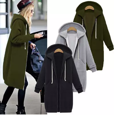 Buy Plus Size Womens Long Sleeve Trend Zip Up Hoodie Jumper Jacket Cardigan Coat  • 14.79£