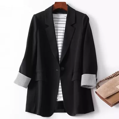 Buy UK Women Lapel Neck Long Sleeve Blazer Suits Casual Loose Tops Coat Jacket Plus • 20.89£