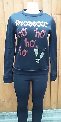 Buy Ladies Black Prosecco Christmas Jumper   Size  Small • 12£