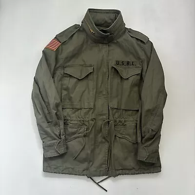 Buy Polo Ralph Lauren Military Field Jacket Army Coat Olive Khaki Green M • 110£