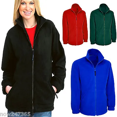 Buy Ladies Loose Fit Plain Fleece Jacket Size 10 To 28 Plus Unisex NEW *UK STOCK* • 17.95£