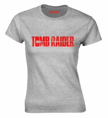 Buy Tomb Raider Logo Grey Womens Fitted T-Shirt OFFICIAL • 9.99£
