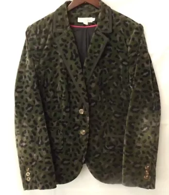 Buy Ladies Boden Green Camouflage Velvet Jacket Size 18 - CG B17 • 16.85£