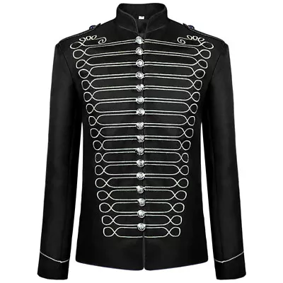 Buy Band Emo Punk Goth Rock Men's Military Jacket Parade Officer Drummer Marching • 32.99£