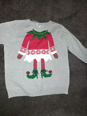 Buy Redherring Women’s Grey Round Neck Christmas Pullover Jumper Size 16 Elf Girl • 10£
