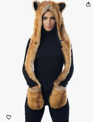 Buy Fox Ears Animal Hoodie Scarf Gloves Hat • 11.58£