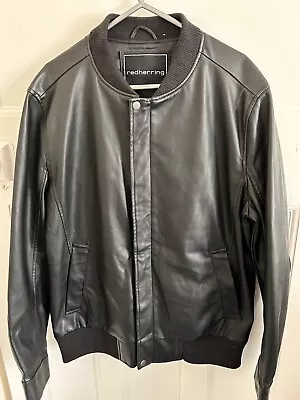 Buy Red Herring Leather Jacket Mens Medium Black Zipped UP Casual Outdoor • 22.95£