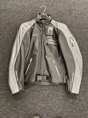 Buy Richa Mens Motorcycle Leather Jacket - Black/Silver - Various Sizes • 80£