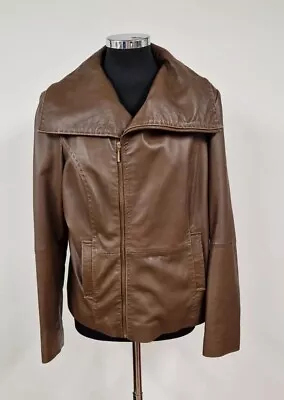 Buy AUTOGRAPH Leather Jacket 18 Brown Soft Real Leather Lined Marks & Spencer READ • 26.95£
