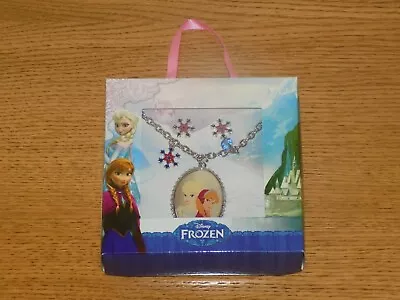 Buy Disney Princess Jewellery Set - Frozen Elsa & Anna Necklace & Earrings NEW • 4.99£